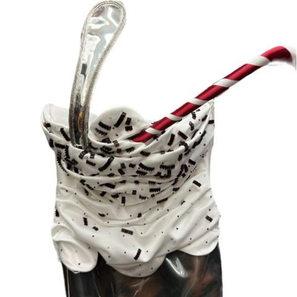 SS22 RUNWAY $5880 MOSCHINO COUTURE Jeremy Scott Milkshake Straw Asymmetric Dress - Picture 7 of 16